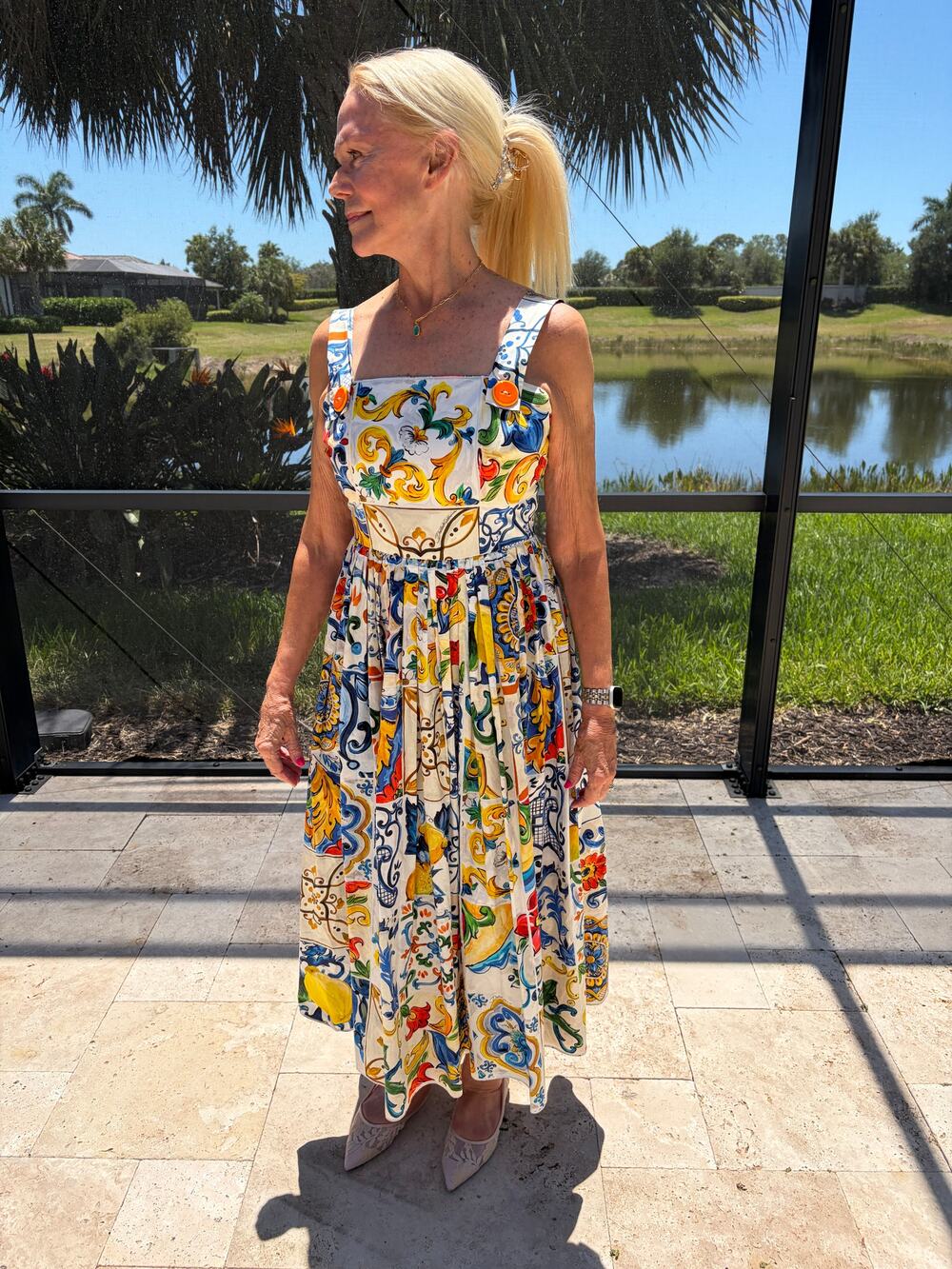 Dolce & Gabbana Majolica printed cotton poplin midi dress